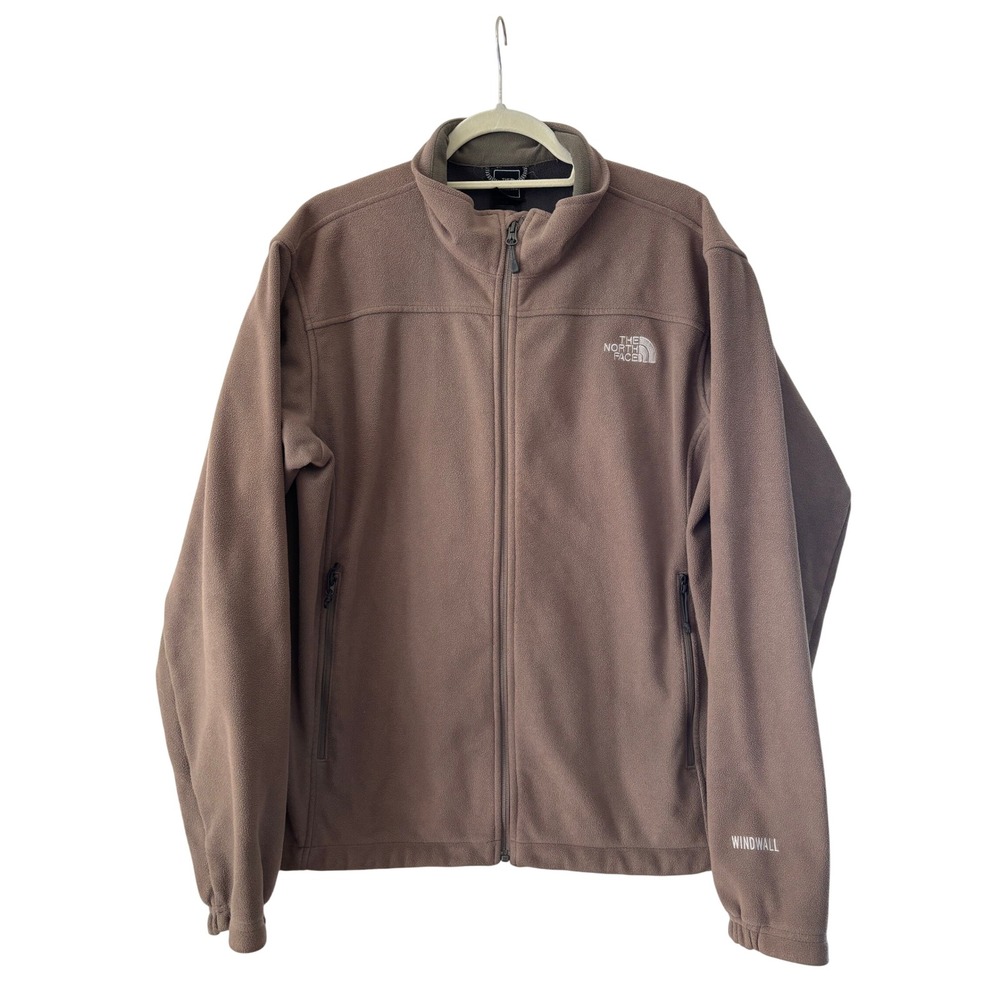 The North Face Mens WindWall Full Zip Fleece Jacket Brown Size Large